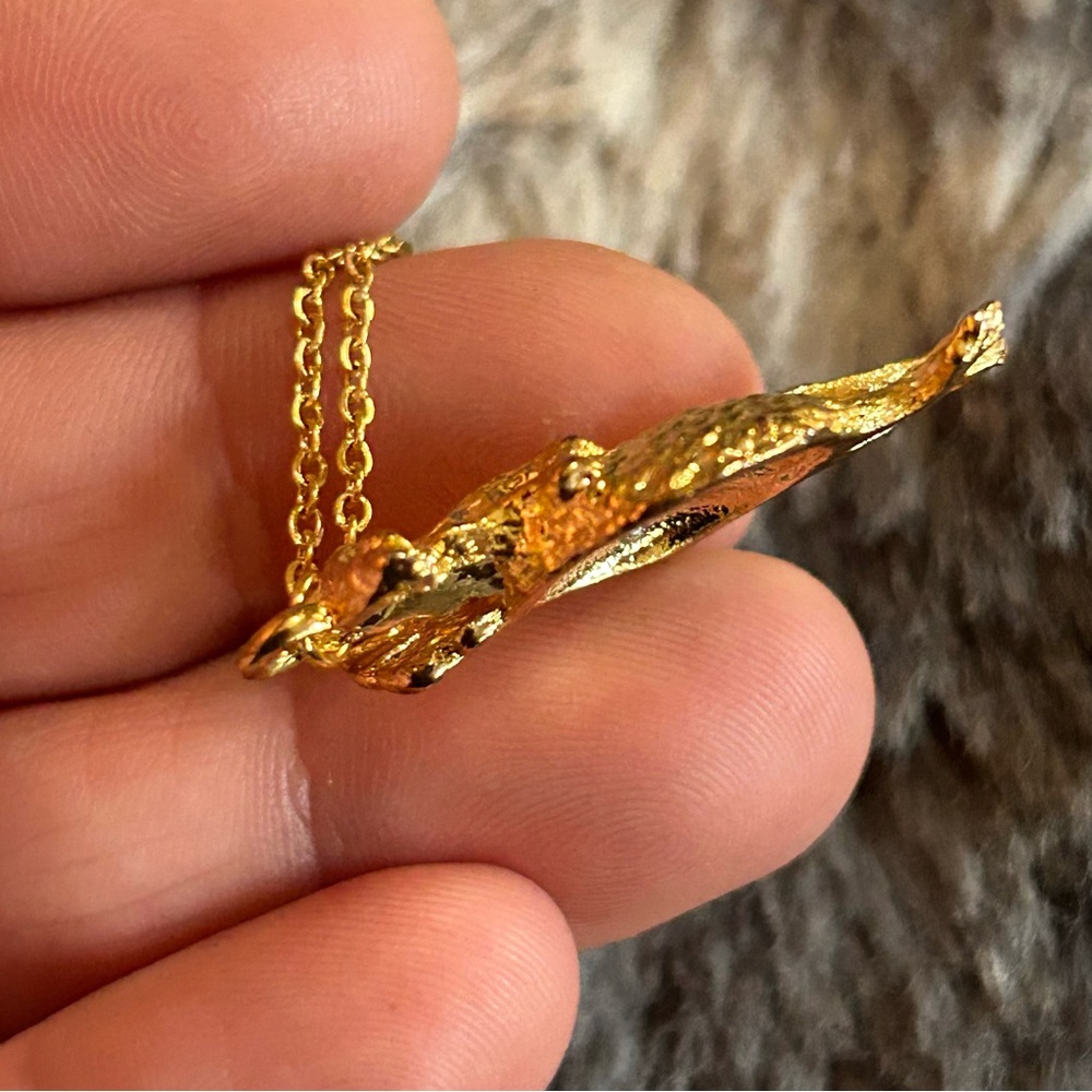 Vintage gold plated turkey pendant on chain necklace - Picture 7 of 9